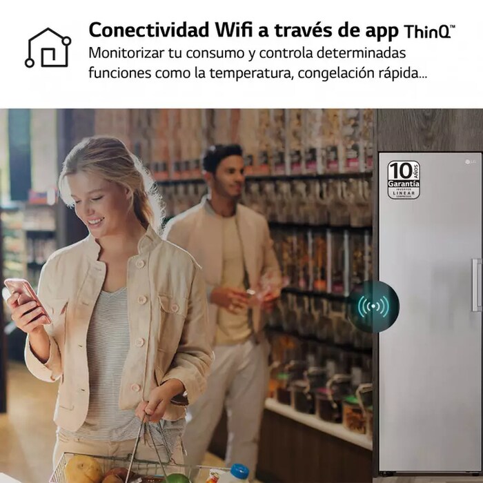 LG Set Frigorífico y congelador, 186cm, clasificación D, Inox antihuellas, GM617MBCSF.SET